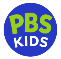 PBS KIDS logo: bold green "PBS" above white "KIDS" inside a solid blue circle