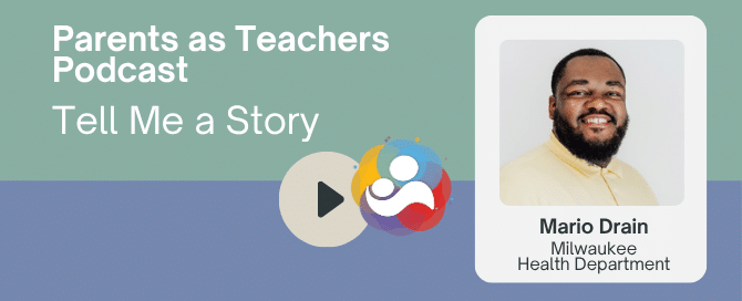 Mario Drain Promotional podcast banner reading "Parents as Teachers Podcast" with guest Dr. Dani Dumitriu from Columbia University and play icon